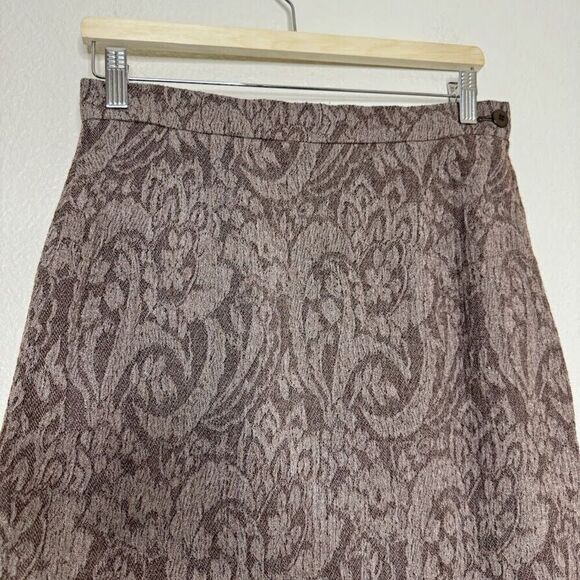 Valentino Skirt S 10 Jacquard Lace Print Brown Pencil Vintage Dark Romantic Goth - Picture 4 of 13